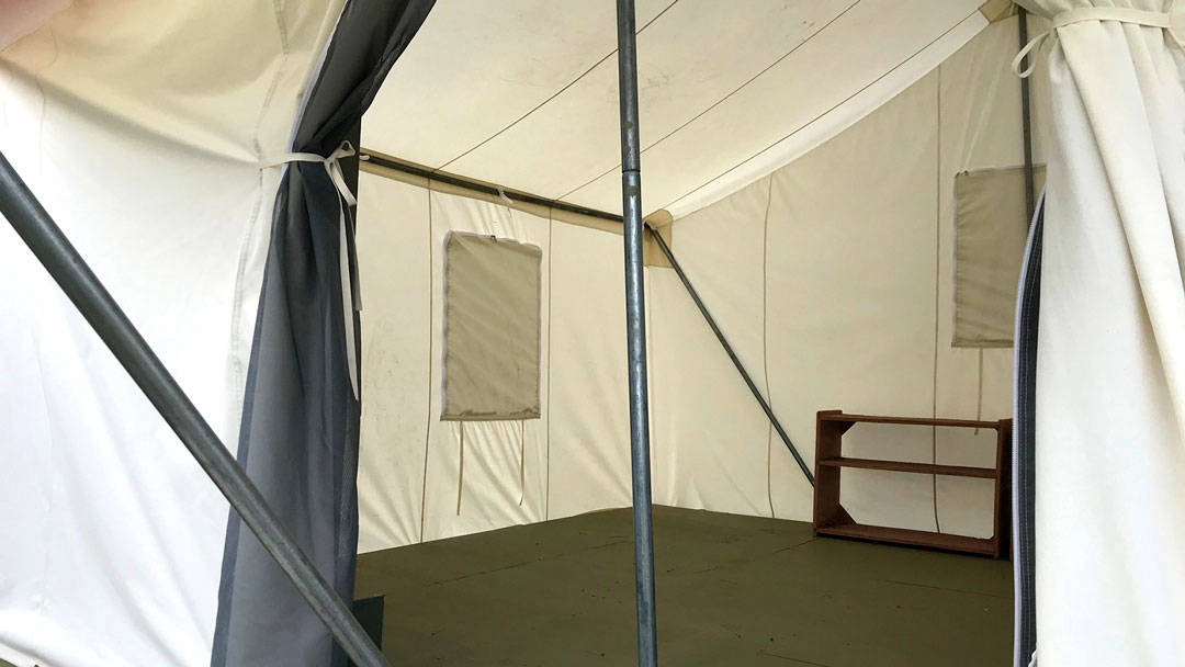 Inside the tents
